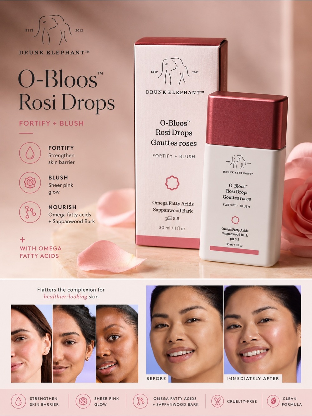 Drunk Elephant O-Bloos Rosi Drops $39